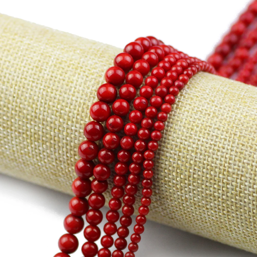 YHBZRET натуральный красный коралловый камень разделительные бусины для