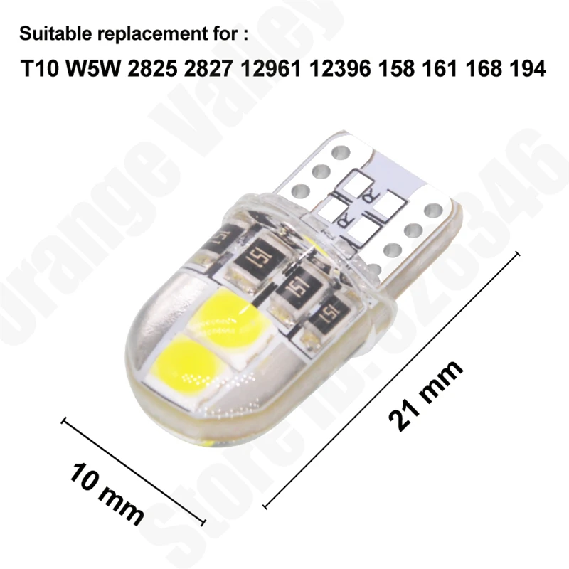 10 шт. автомобильные светодиодсветодиодный лампы W5W T10 194 168 4 SMD 3030 - купить по