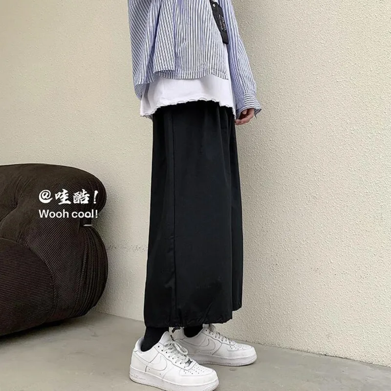 

Spring Summer Cotton Wide-leg Pants Men's Fashion Harajuku Casual Pants Men Streetwear Korean Loose Hip-hop Straight Pants Mens