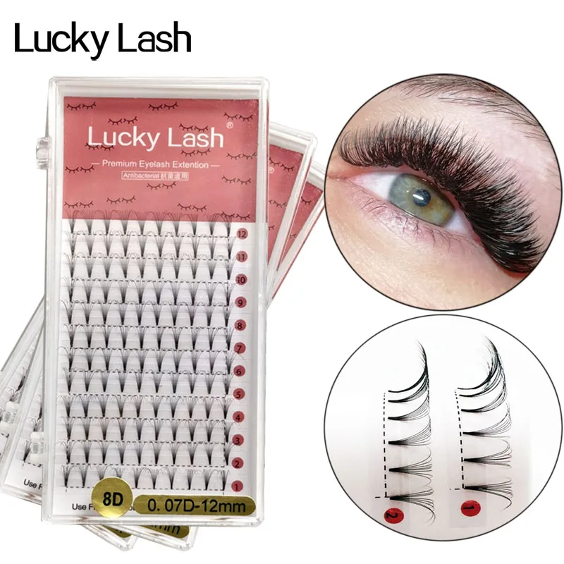 Накладные ресницы LUCKY LASH 0 07 D сделанные в русском стиле объемные 3D с коротким