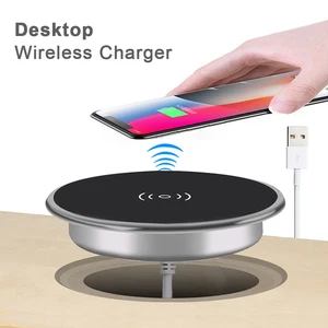 desk embeded wireless charger for iphone 11 x samsung s10 xiaomi mi 9 table office 15w 10w 7 5w qi fast pad phone charger 3 0 free global shipping