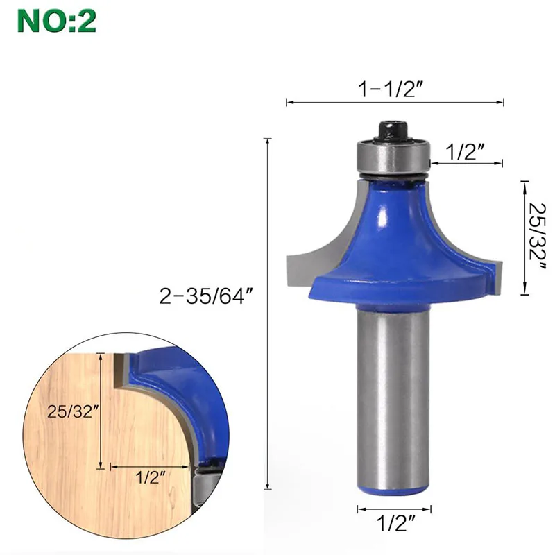 

1pcs12mm shank 1/2" Corner Round Over Router Bit with BearingMilling Cutter for Wood Woodwork Tungsten Carbide