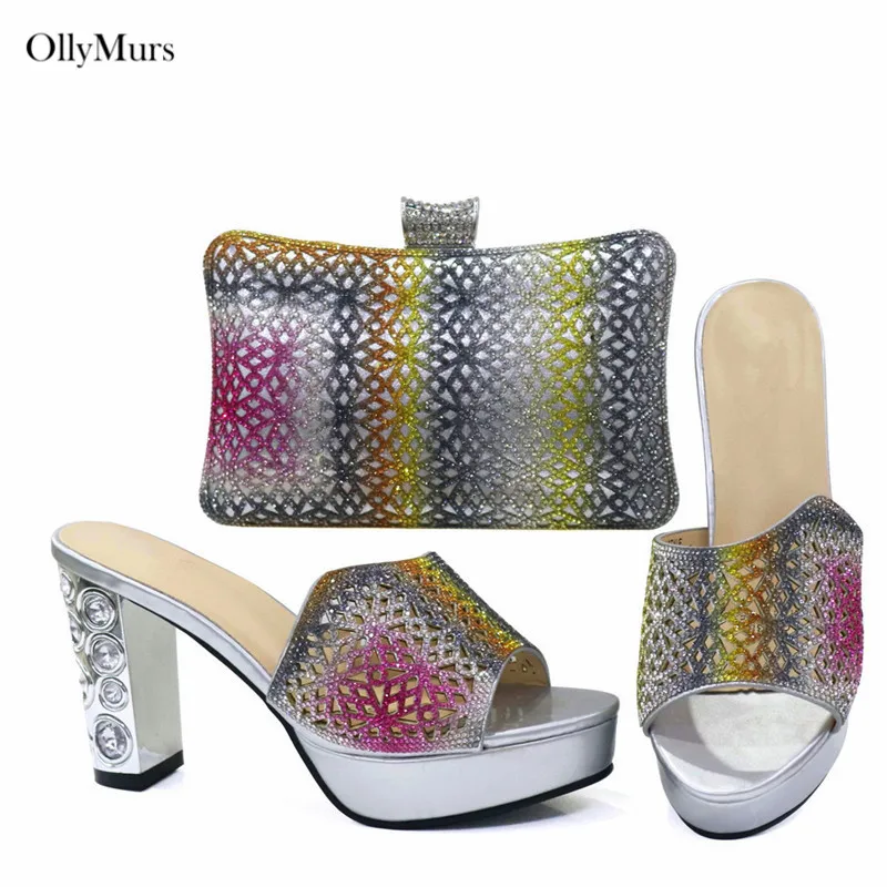 В африканском стиле Элегантные женские туфли лодочки комплект из обуви и сумки в