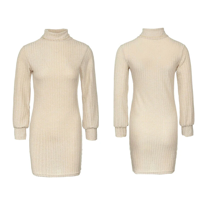 Новинка 2019 модное женское вязаное облегающее платье свитер с воротником Хомутом