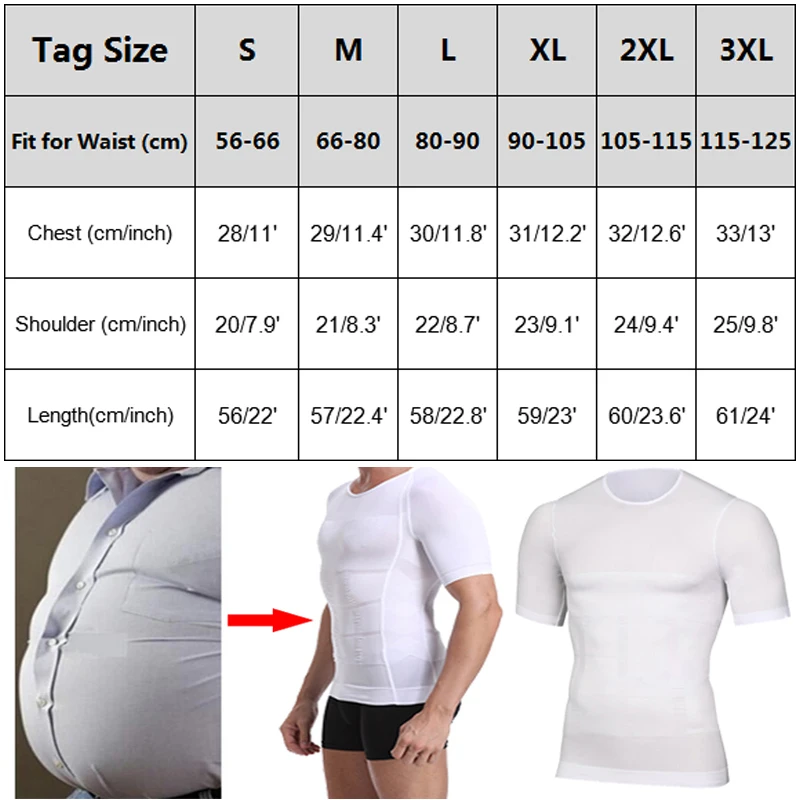 

Classix Men Body Toning T-Shirt Gynecomastia Compression Shirts Posture Corrector Undershirt Belly Slimming Corrective Underwear