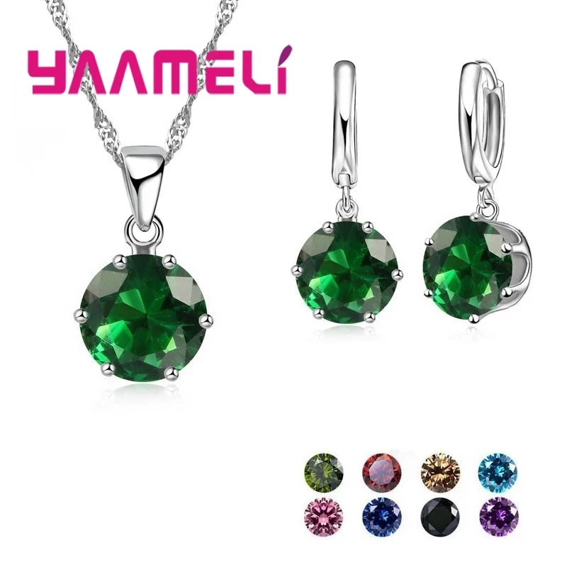 Женский подарочный набор из серебра 925 пробы ожерелье с кубическим цирконием 17