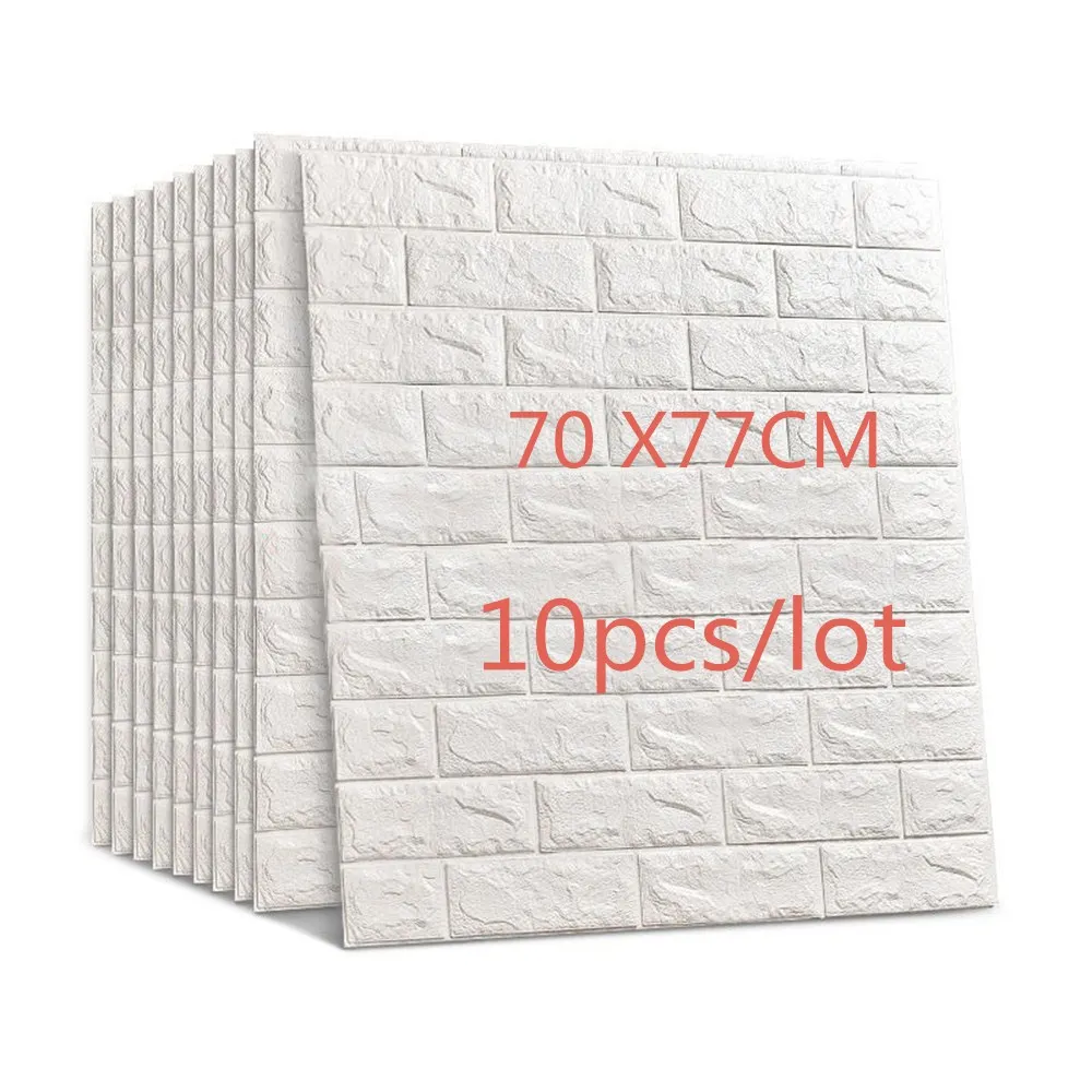 3D Brick Wall Stickers DIY Self Adhensive Decor Foam Waterproof Covering Wallpaper Kids Living Room 70*77cm | Дом и сад