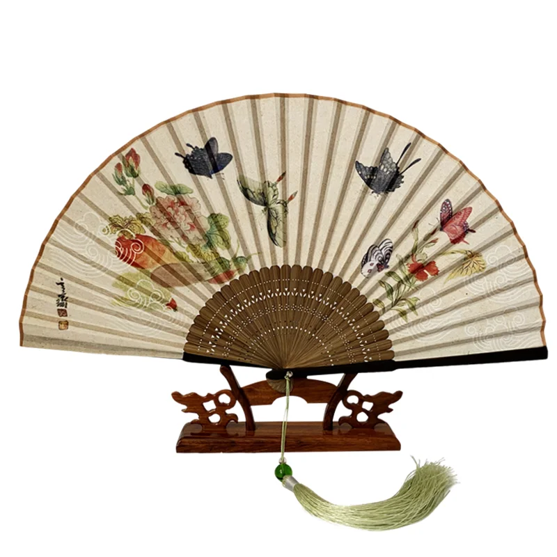 

Chinese Folding Silk Fan Lovely Lady Fans Vintage Folding Bamboo Fan Cute Portable Handmade Chinese Hanfu Hand Fan Ventilador