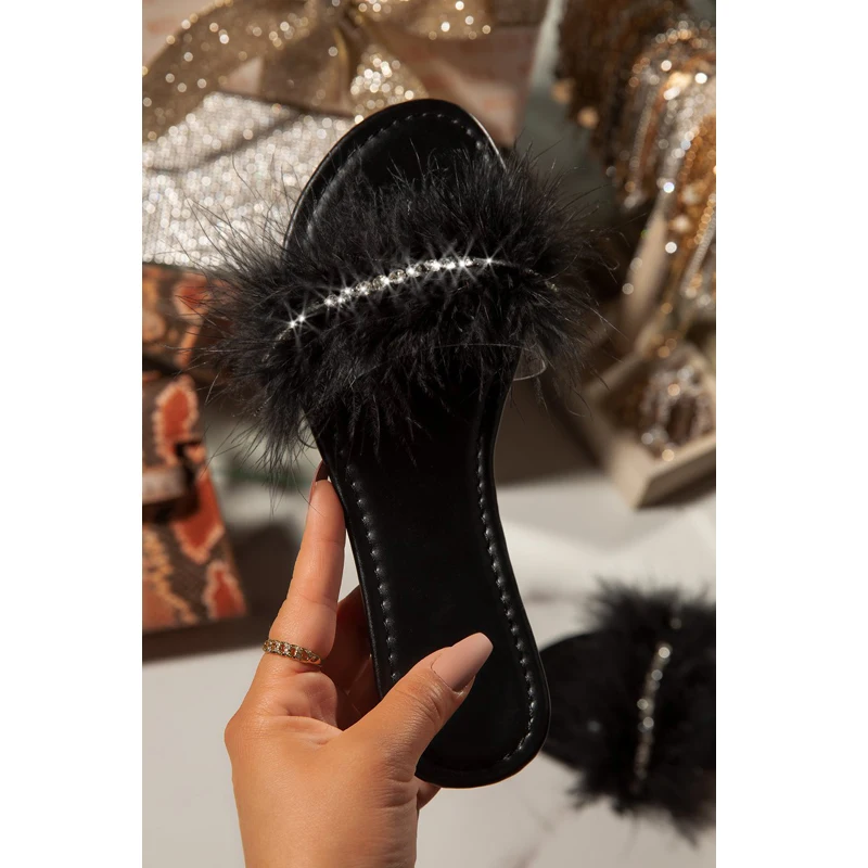 

2021 Hot Summer Women's Shoes Fashion Plush Flat Slippers Solid Color Open Toe Handmade Sandals Plus Size 43