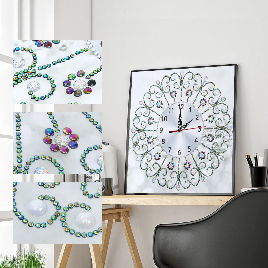 

New 3D Special Shaped Diamond Embroidery frower Wall Clock 5D Diamond Painting Cross Stitch Watch Diamond Mosaic Decor NY