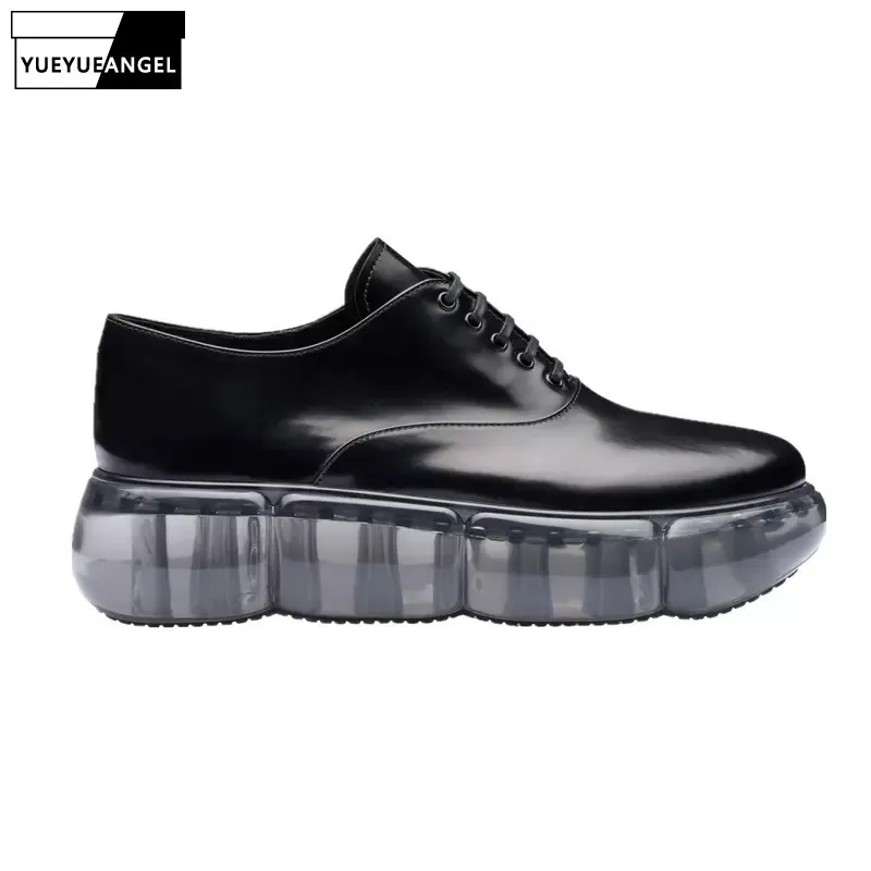 Женские кроссовки с прозрачной воздушной подушкой модные кожаные оксфорды в