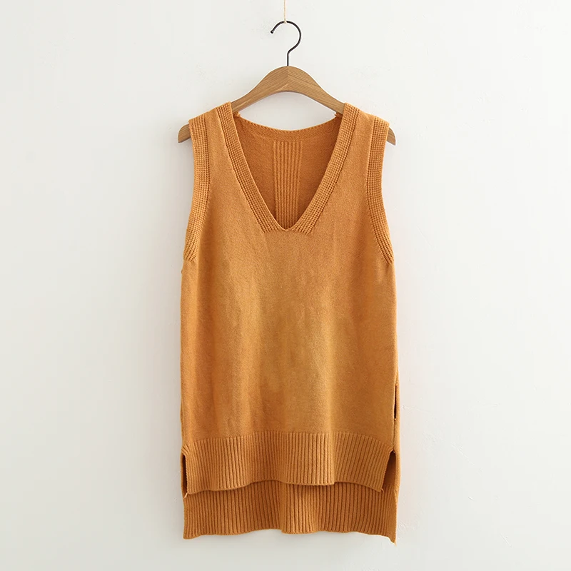 

Round Neck Women Sweater Vest Sleeveless Knit Female Cotton Soft Elastic Solid Color Pullovers on 2021 Spring Summer