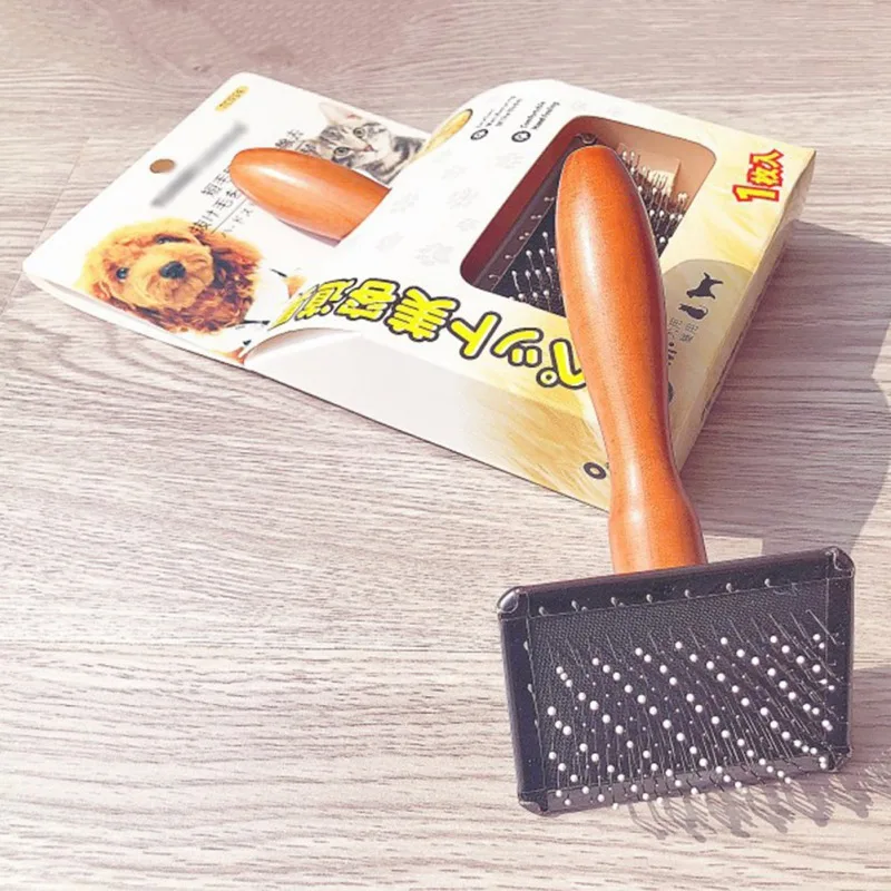 

2021 New Pet Comb With Wooden Handle, Double Patent