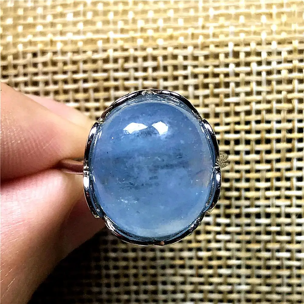 Топ натуральный океан синий Аквамарин серебряное кольцо для женщин и мужчин