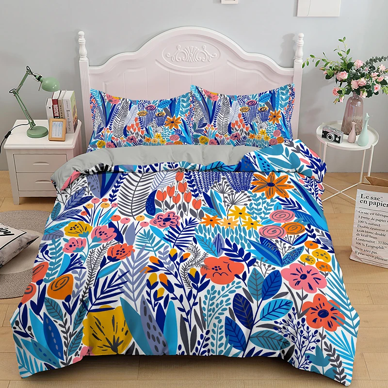 

Small Floral And Leaf Bedding Set Single Twin King Queen Simple Style Duvet Cover Sets 2/3pcs With Pillowcase DropShipping