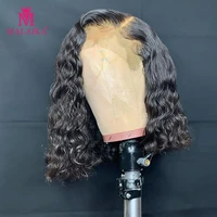malaika deep curly short bob 13x4 lace front human hair wigs pre plucked remy closure frontal wig for black women180 density