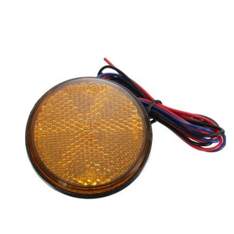 1 шт., 24 светодиодный тормозной фонарь для мотоцикла, 3528SMD, Автомобильный Круглый задний светильник, s, сигнальный светильник, лампа, отражатели для грузовика, боковой Предупреждение ющий светильник, лампы - Испускаемый цвет: Цвет: желтый