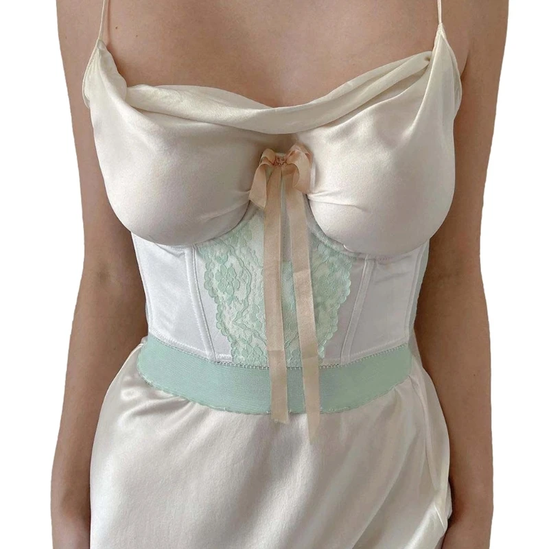 

Women's Sexy Patchwork All Match Corsets Slimming Tummy Tank Tops with Bowknot for Party Club Streewear D0LF