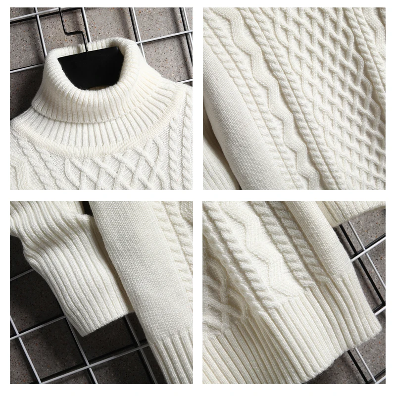 black turtleneck sweater men knitted thick pull homme winter fashion mens pullovers sweater solid streetwear geometric coat man free global shipping