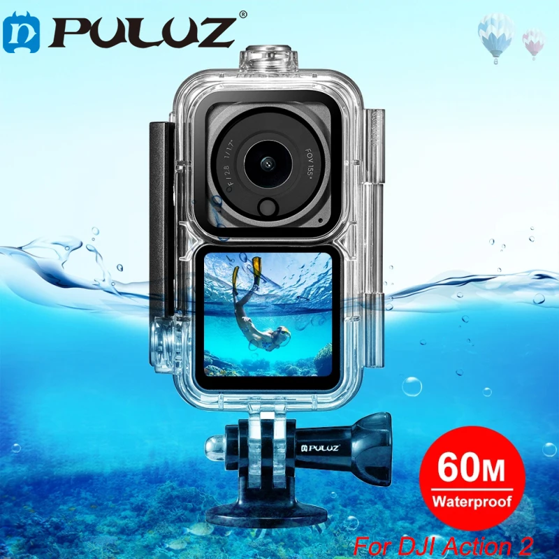 

PULUZ 60m Waterproof Housing Diving Case for DJI Action 2 Unit / Action 2 Power Combo / Action 2 Dual-Screen Combo action Camera