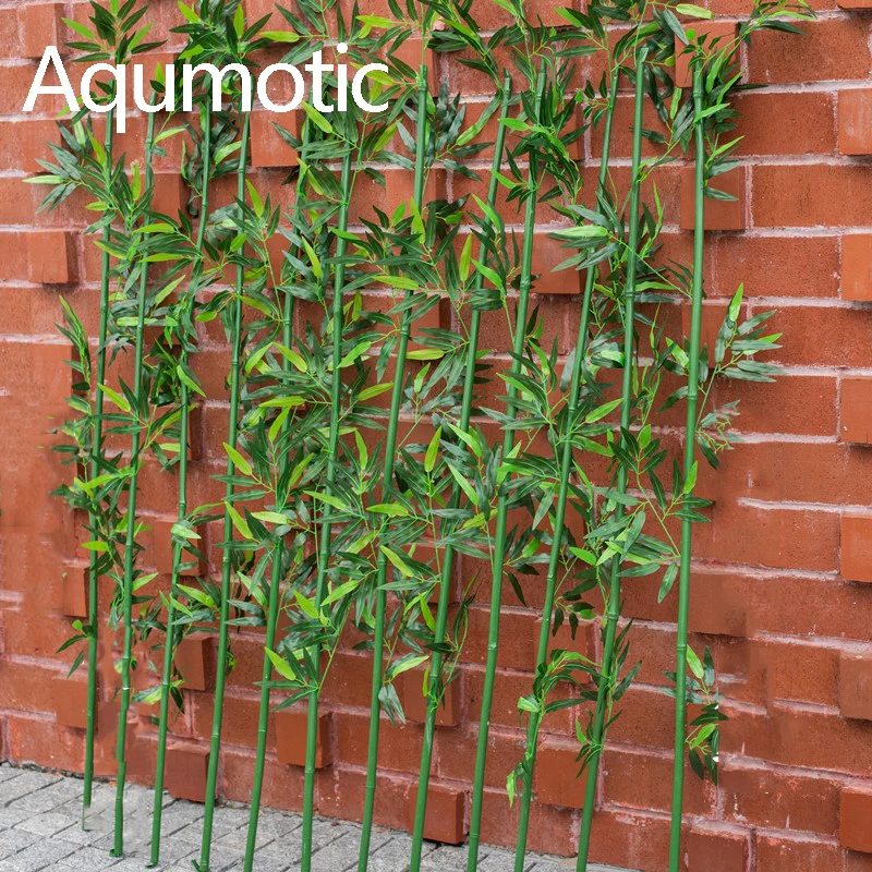 

Aqumotic 100 см искусственные зеленые бамбуковый стержень с листьями поддельные растения имитация реального полюс Декорации для офиса отеля пос...