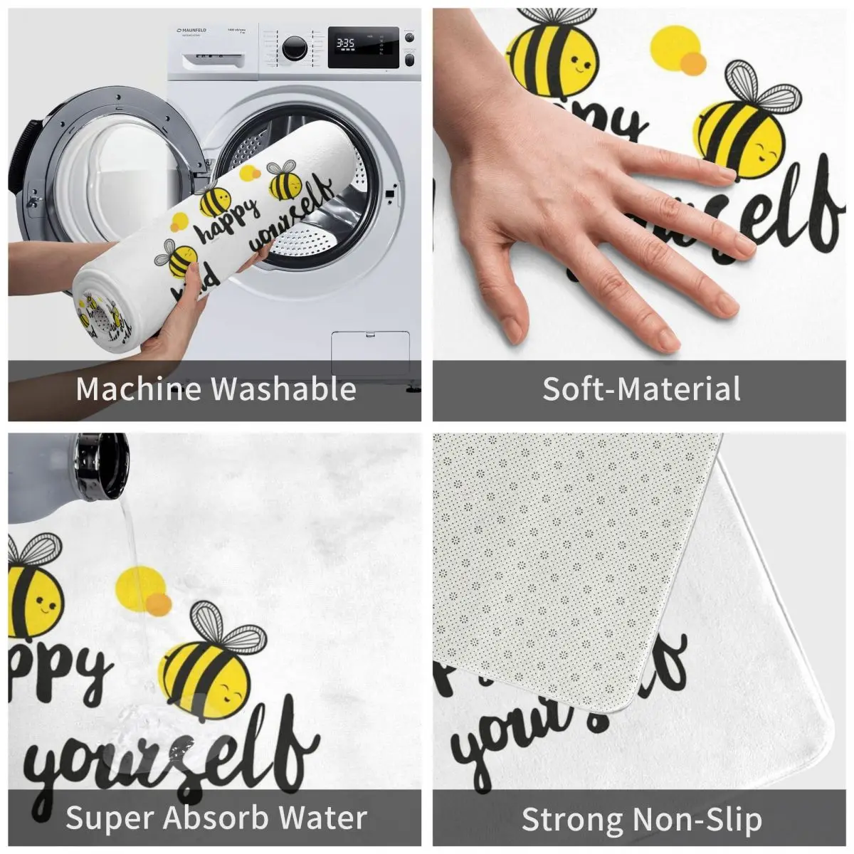 Пчелиный положительный Придверный коврик ковер полиэстер нескользящий