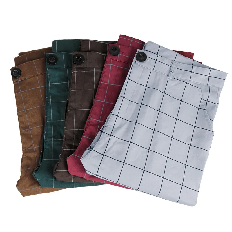 Брюки-Карандаш мужские клетчатые облегающие уличная одежда | Мужская