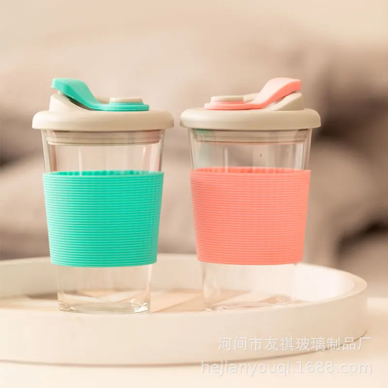 Современная модная кофейная кружка 300 мл силиконовое стекло против ожогов с