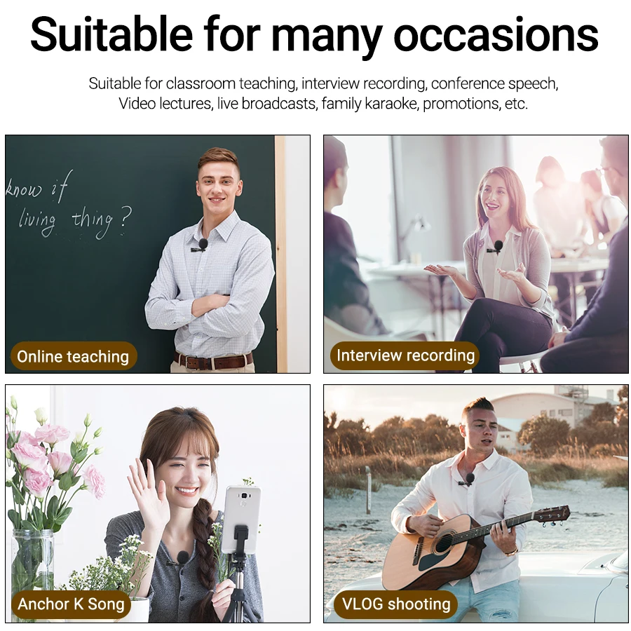 

MAMEN DT2 6m+1m Lavalier Microphone With Real-time Monitoring Built-in Battery For Phones Cameras Computers Recording Microphone