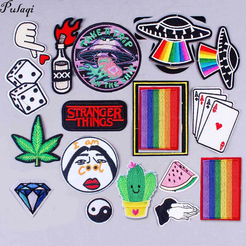 Strange Things Patch Iron On Patches For Clothing Nirvene Maple Leaf Thermo Stickers On Clothes Appliques Stripes On Clothes DIY