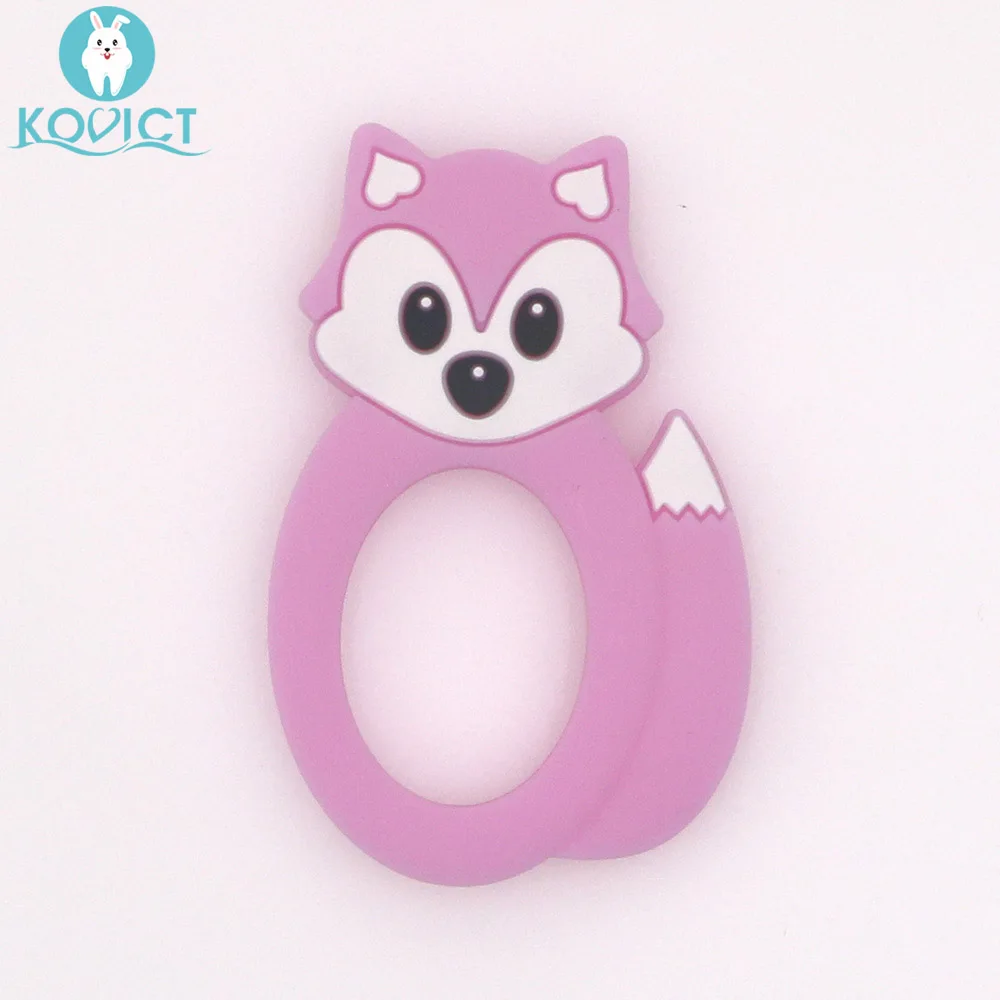 01 Pink Kovict BPA бесплатно 1 шт. лиса детский Силиконовый грызунок грызуны Прорезыватели для зубов жевательные в форме животных детские товары для кормления подарок - Цвет: 01 Pink