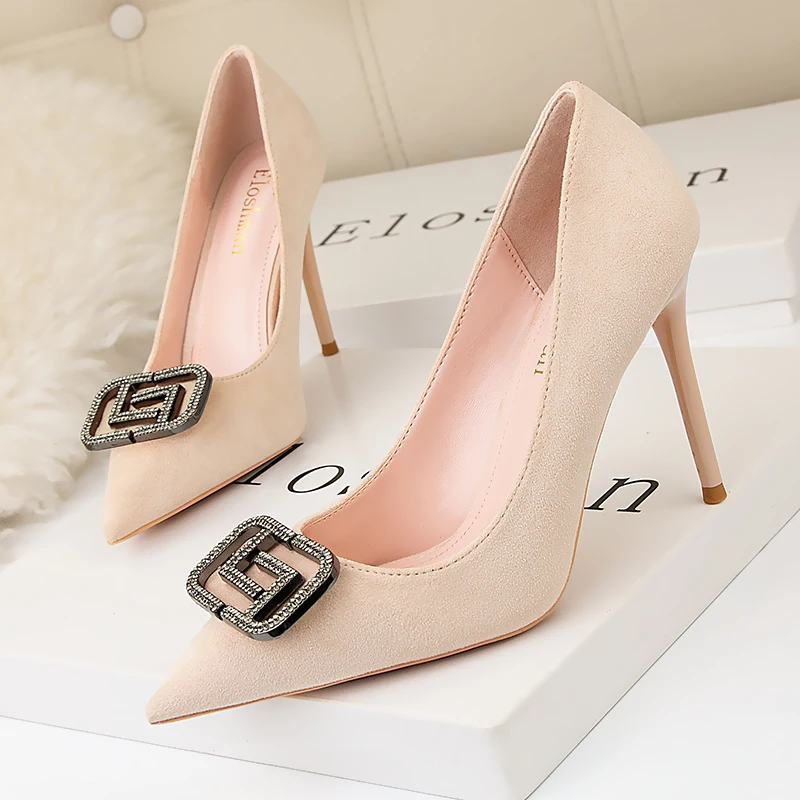 

2021 New Women Pumps Women High Heels Shoes Fashion Crystal Square Buckle Shoes Pumps Women Heels Stiletto Women Shoes