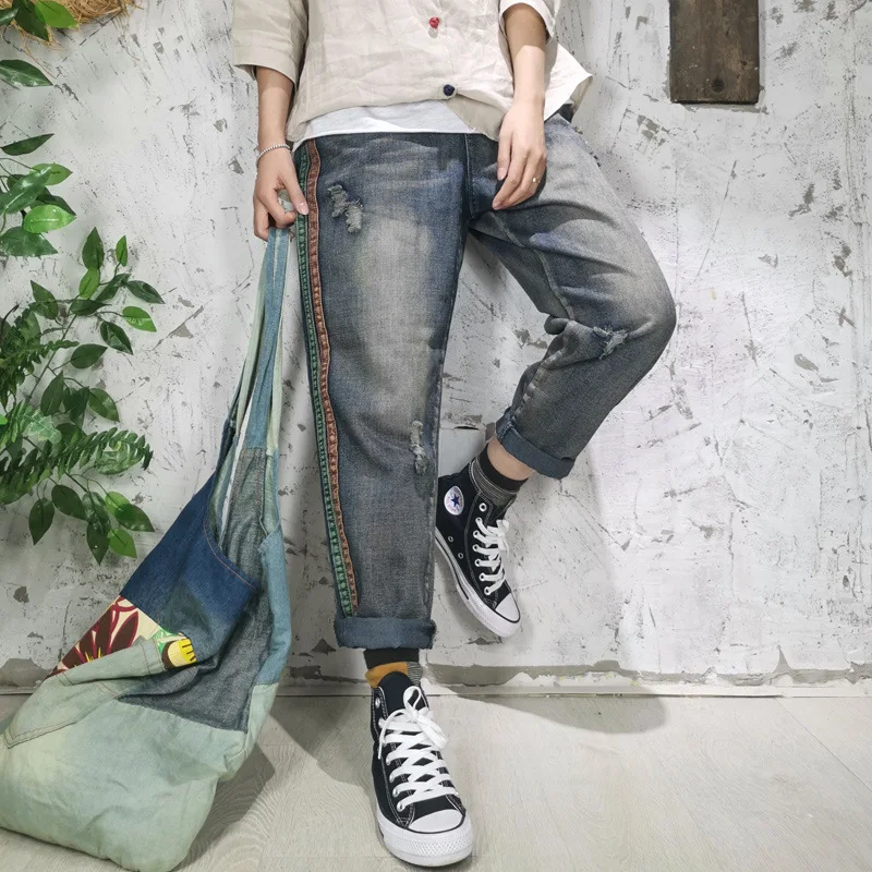 Max LuLu 2020 Spring New Fashion Ladies Vintage Loose Jeans Womens Casual Ripped Denim Trousers Oversized Streetwear Harem Pants | Женская