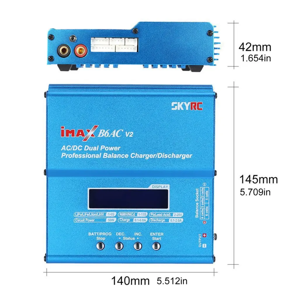 

SK-100008-10 IMAX B6AC V2 Lipo Battery Balance Charger LCD Display Discharger For RC Model Battery Charging