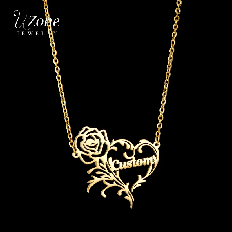 

Женское Ожерелье из нержавеющей стали Uzone, колье с надписью в виде сердца, Подарок на годовщину