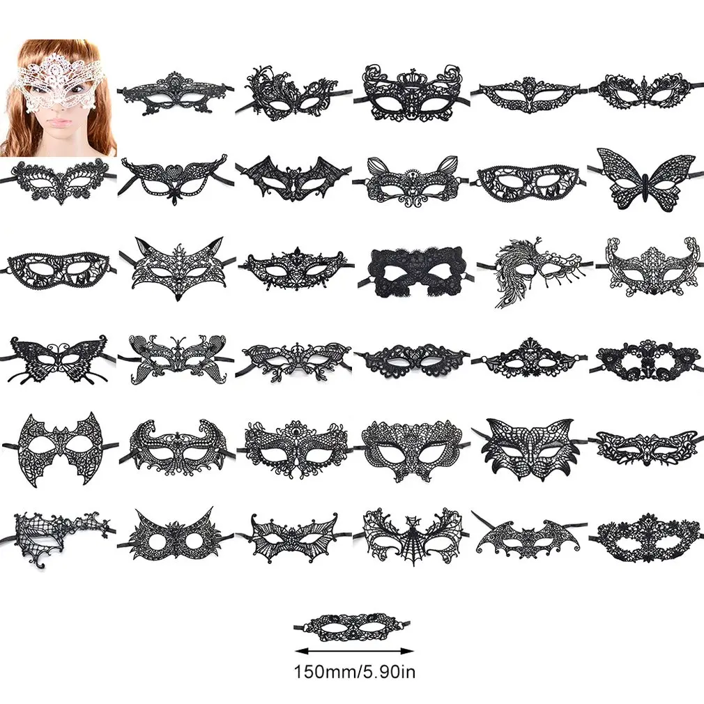 Черная сексуальная женская кружевная маска для девушек с вырезами на лицо