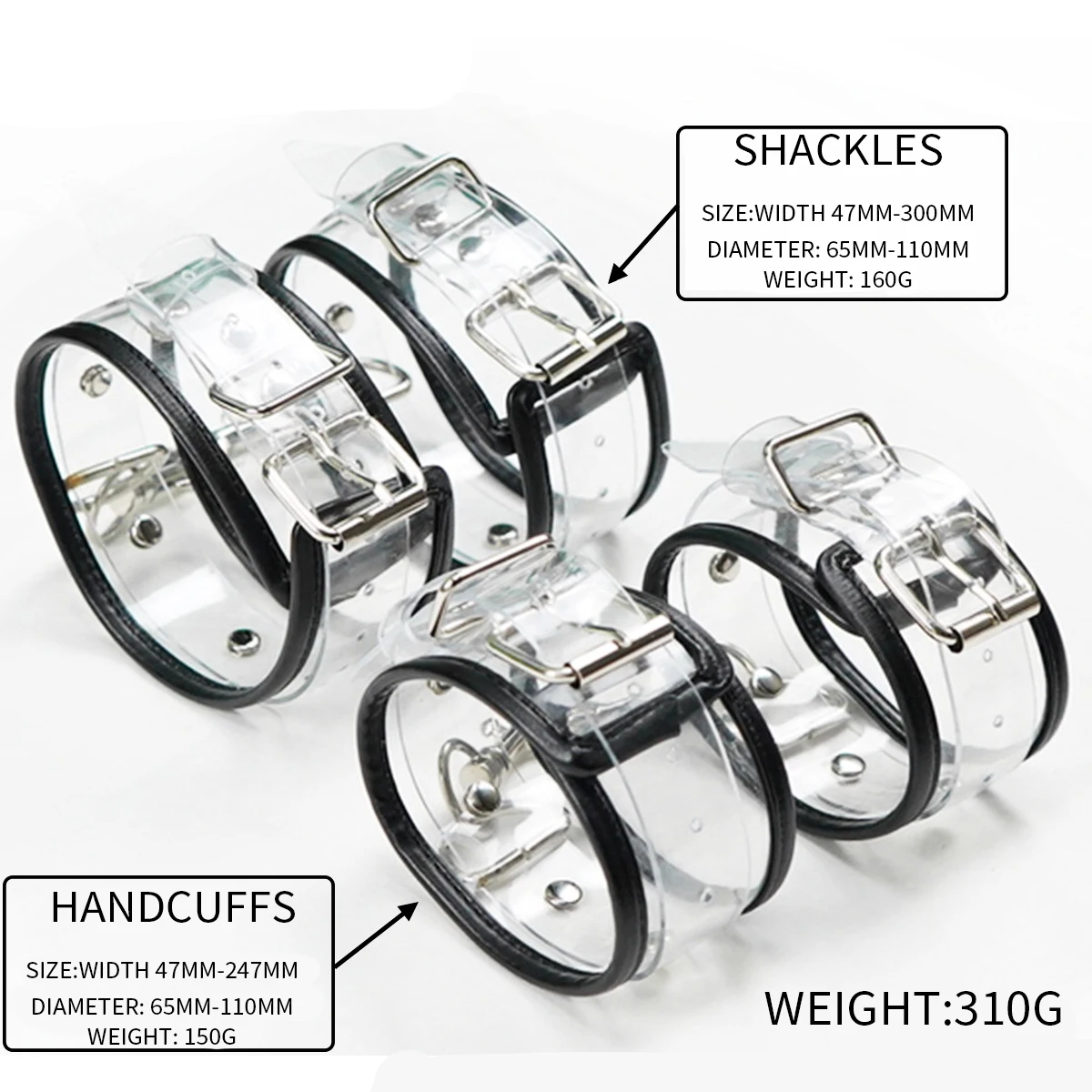 

Sexy Adjustable Clear Shackles Handcuffs set Ankle Cuff Restraints BDSM Bondage Toy Soft Plastic Sex Tied Up Exotic Accessories