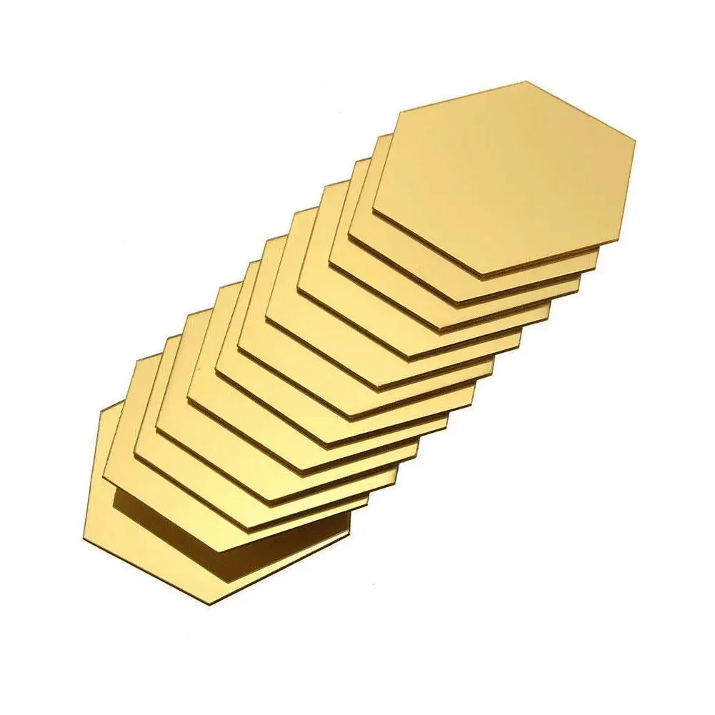 

12 Pieces Hexagonal Three-Dimensional Diy Art Wall Waterproof Living Anticorrosive Stickers Mirror Decorative Mirror2colors H4I8