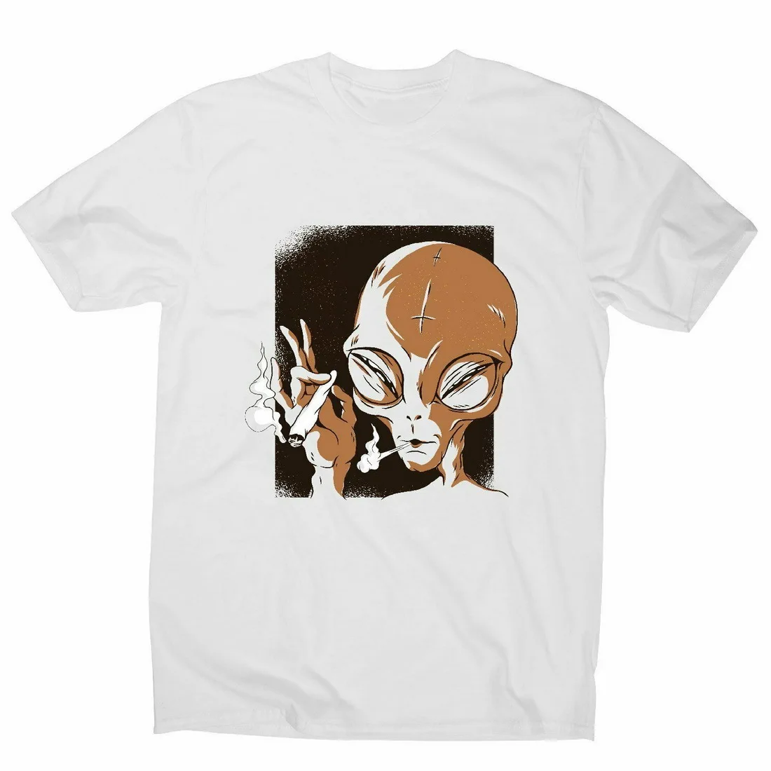 Alien Smoking Illustration мужские топы футболка индивидуальная на заказ| |