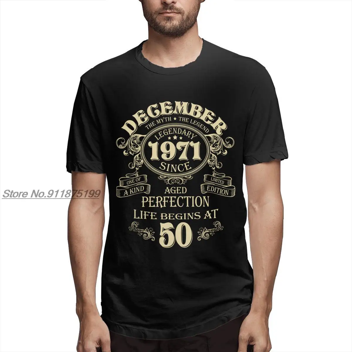 

Born In December 1971 50 Years Legends Birthday T Shirt Plus Size Cotton Crewneck Short Sleeve Men Tshirt