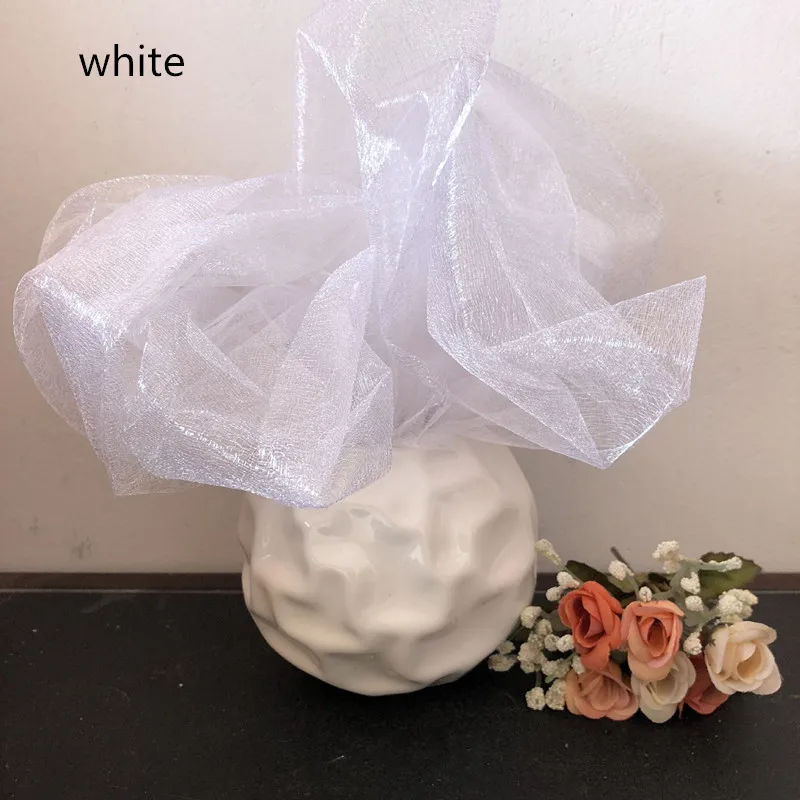 Дешево! 48 см * 5 м кристально чистая органза тюль рулон ткани для драпировки