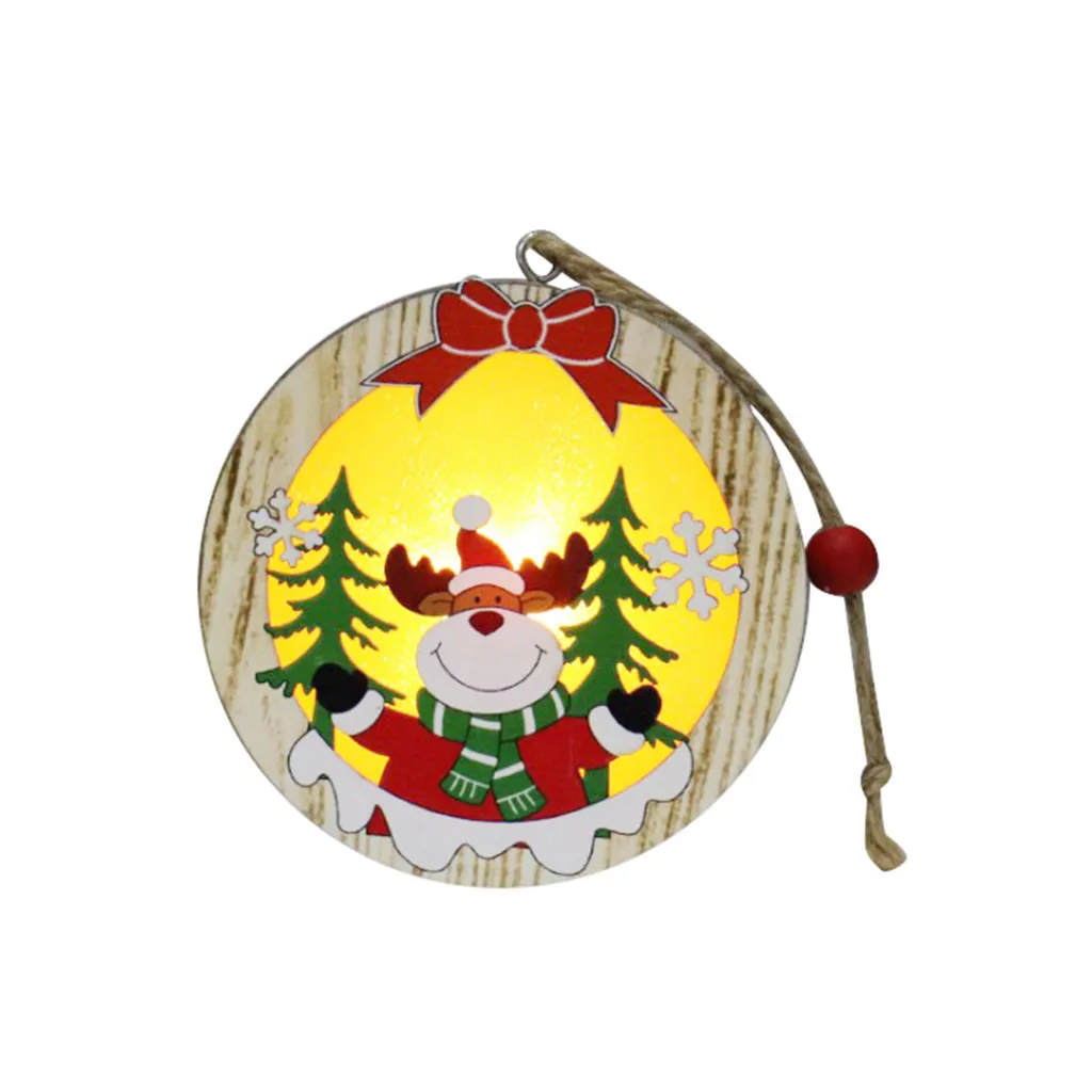 Новогоднее горячее Рождественское украшение Деревянный светящийся круглый