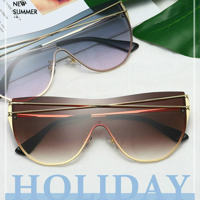 

Retro Rimless Oversized Sunglasses Ladies Cat Eye Sunglasses Brand Design Gradient Fashion Sunglasses Driving Glasses UV400