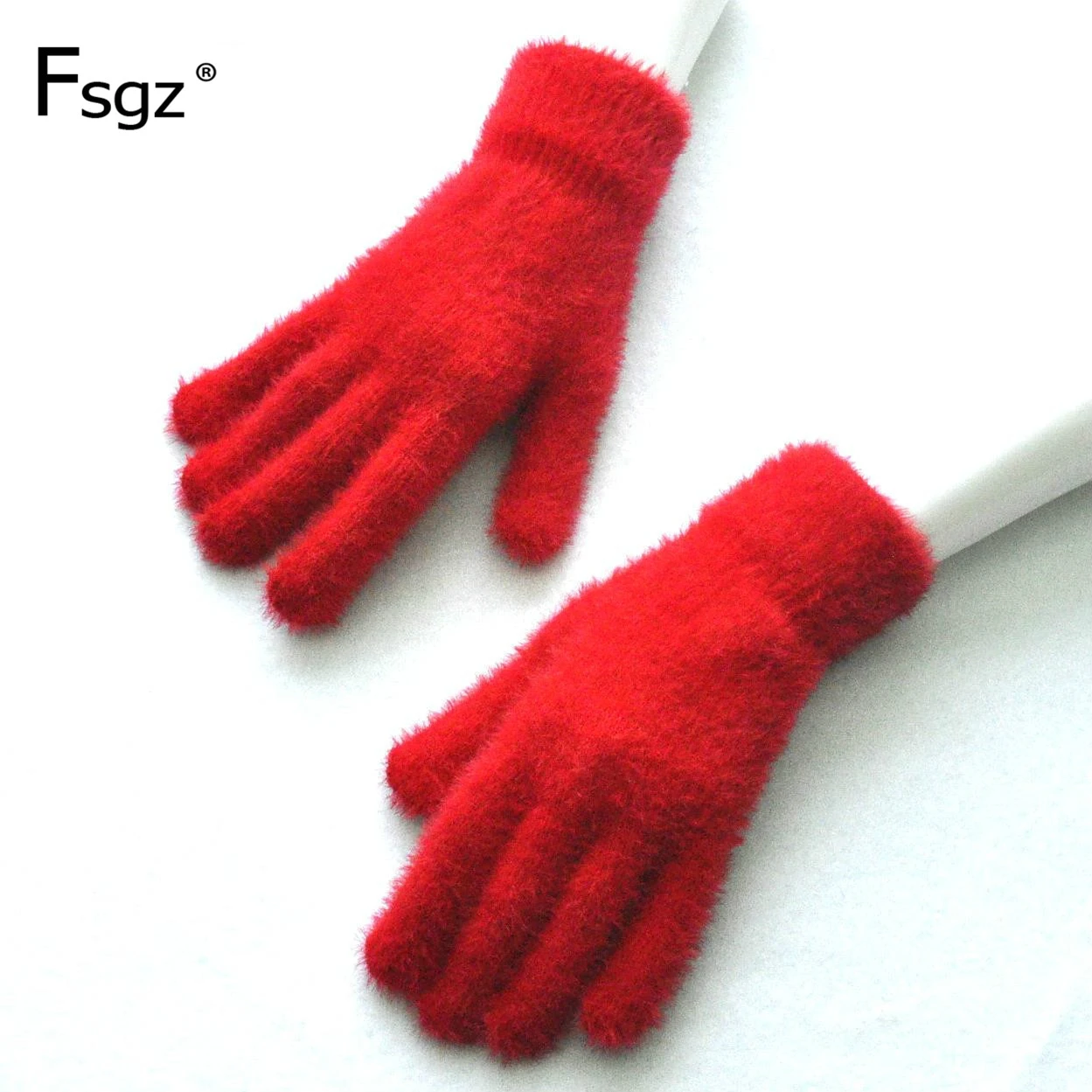 Imitate Mink Wool Knitting Glove Male Ma'am Winter Cycling Keep Warm Thickening Increase Down Gloves Quality Fingers Gaunlets