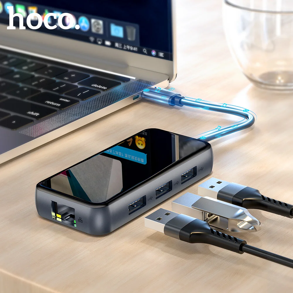 Беспроводное зарядное устройство HOCO USB C концентратор Тип Мульти 3 0 HUB адаптер