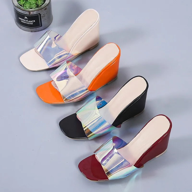 Plus Size 43 Fashion Slippers Women Summer 2022 New High Heel Sexy Women Shoes Wedges Slides for Woman Slippers Ladies Shoes