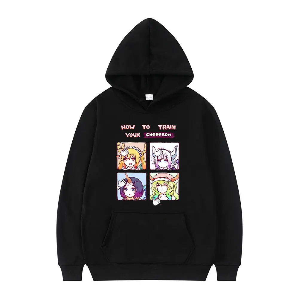 

Miss Kobayashi Дракон горничная Harajuku аниме Kamui Kanna Классическая Harajuku с модным принтом зимняя свободная парная Толстовка с длинным рукавом