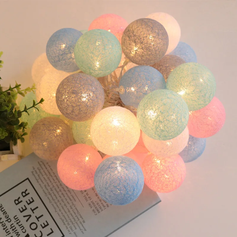 

1.5M Cotton Ball Light Garland Room Decor Battery Powered LED Fairy Lights for Bedroom Christmas Garden Holiday String Lighting