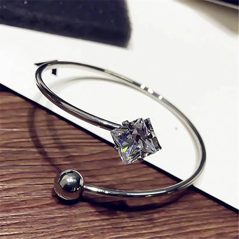 Модные открытые браслеты-манжеты с кристаллами для женщин золотые Серебристый