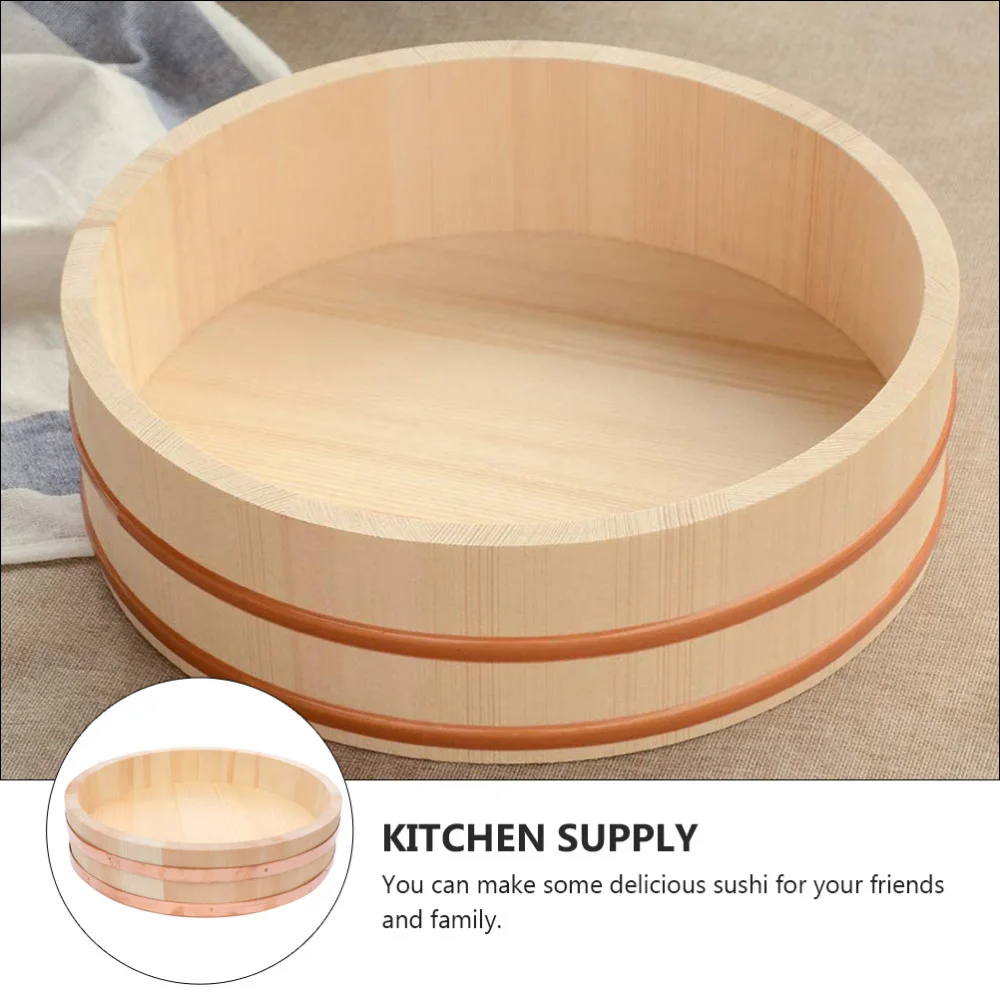 

1Pc Wood Bibimbap Bowl Sushi Rice Mixing Tub Sushi Rice Bowl (Burlywood)